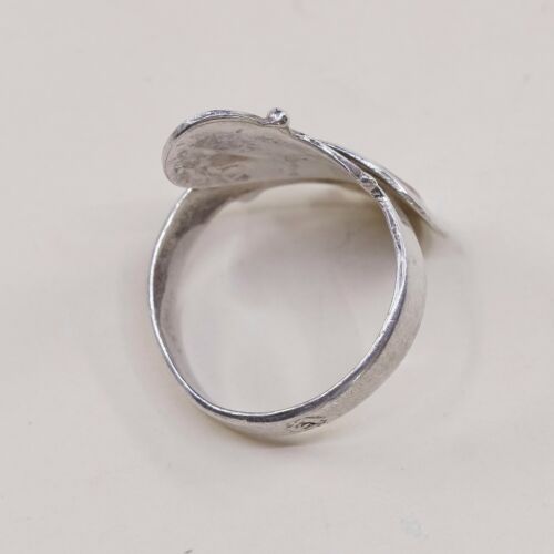 Sz 7, Vtg Sterling Silver Handmade Ring, 925 Silver Band W/ Enamel inlay