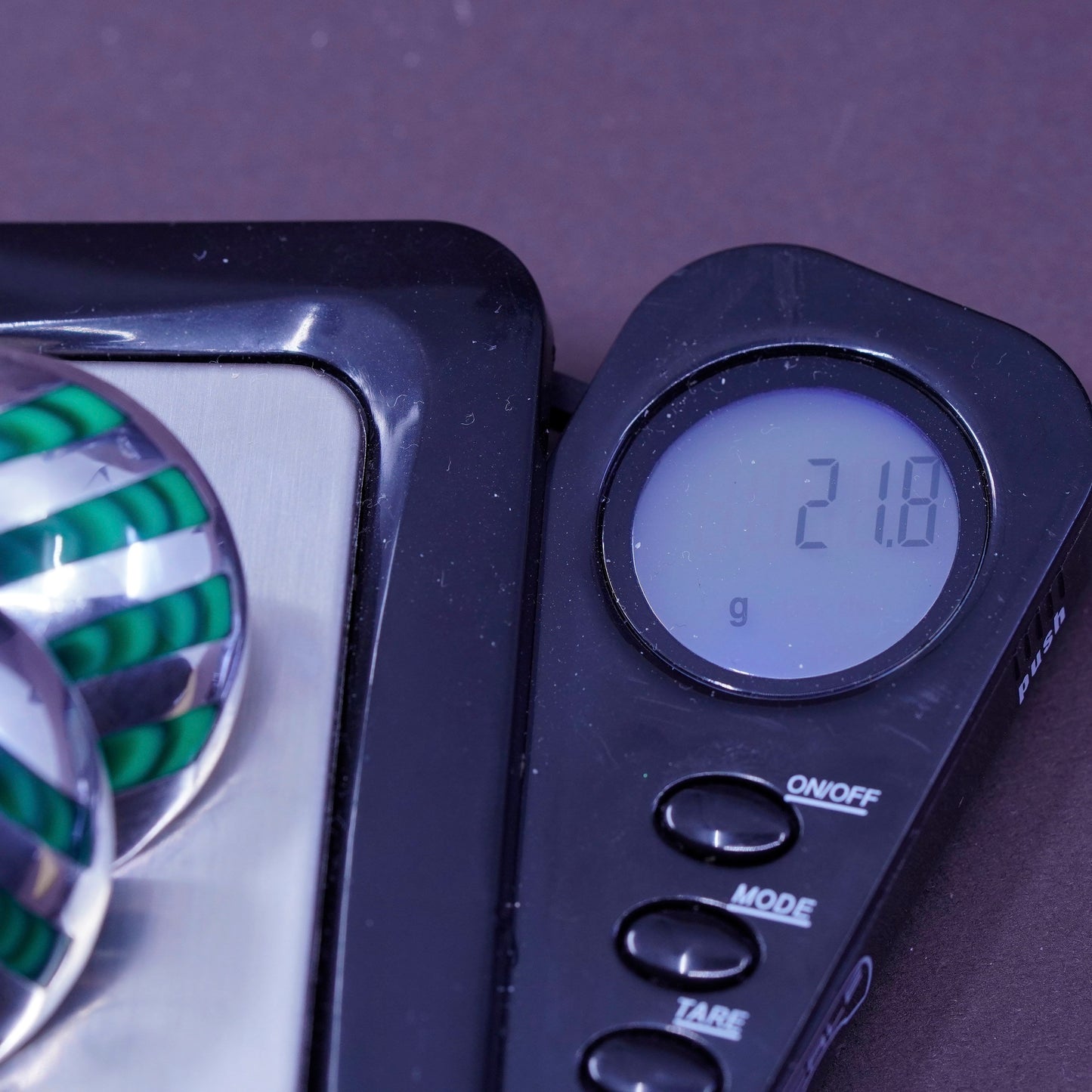 mexico Sterling silver earrings, studs, huge 925 round studs w/ green malachite