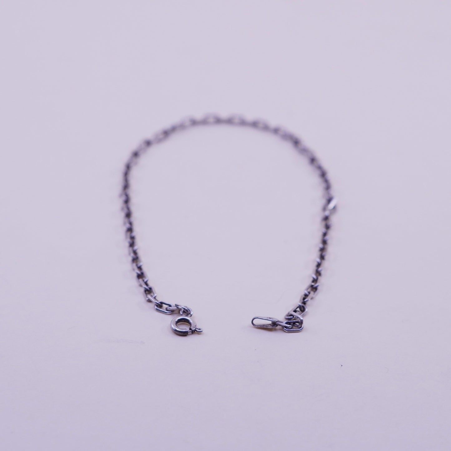 10.25”, sterling silver handmade bracelet, 925 oval elongated link chain anklet