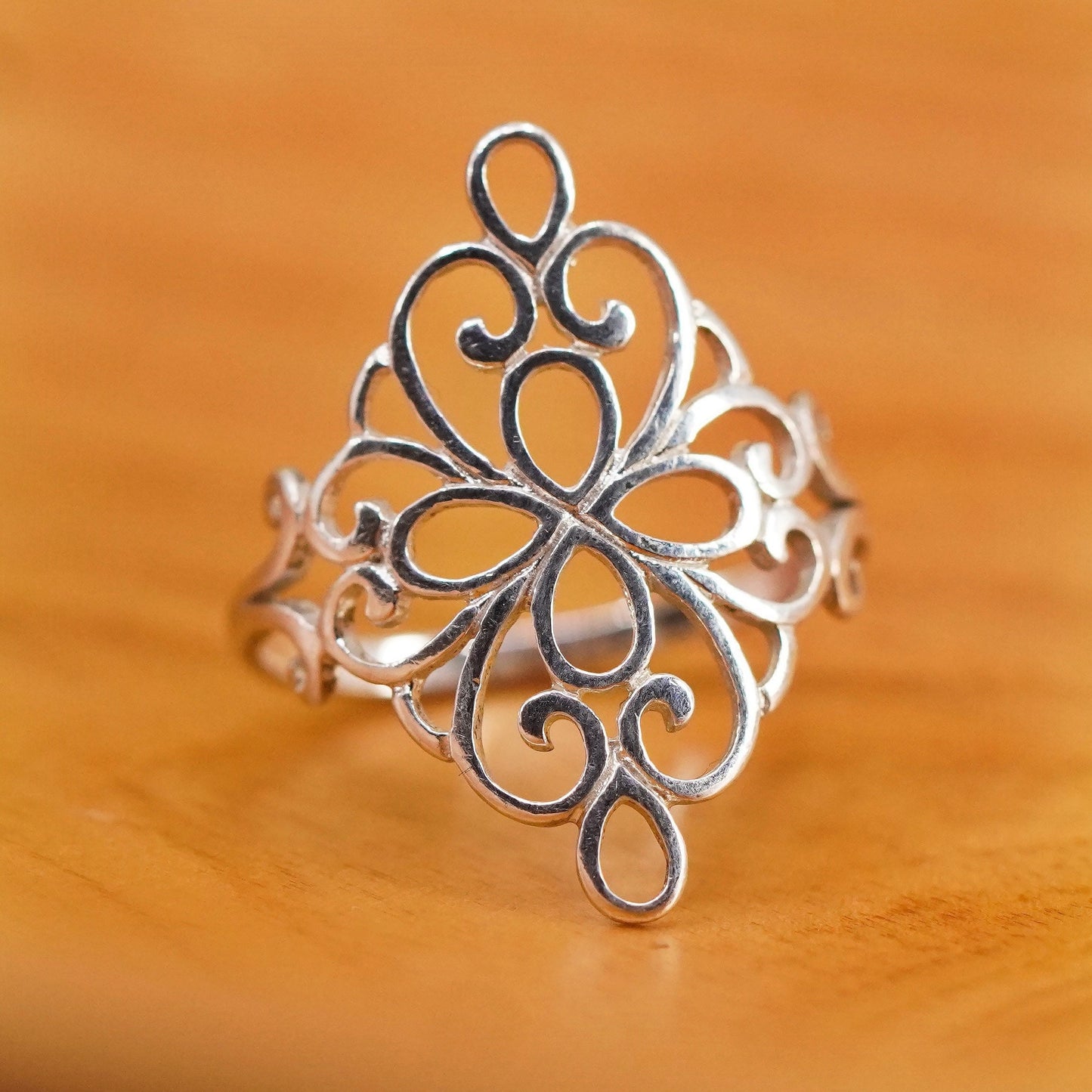 Size 6, Sterling silver handmade ring, southwestern 925 filigree swirl band