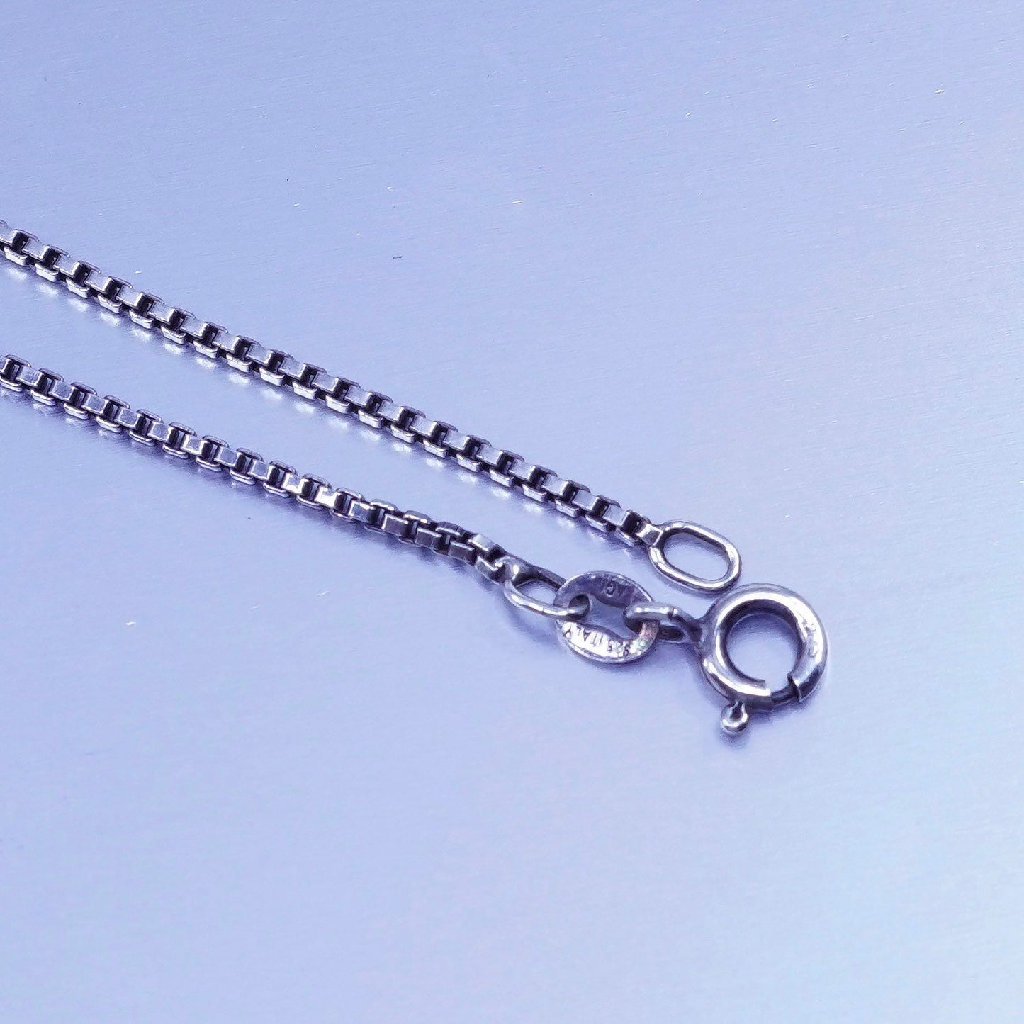 18” 1mm, vintage Italy 925 silver box chain necklace