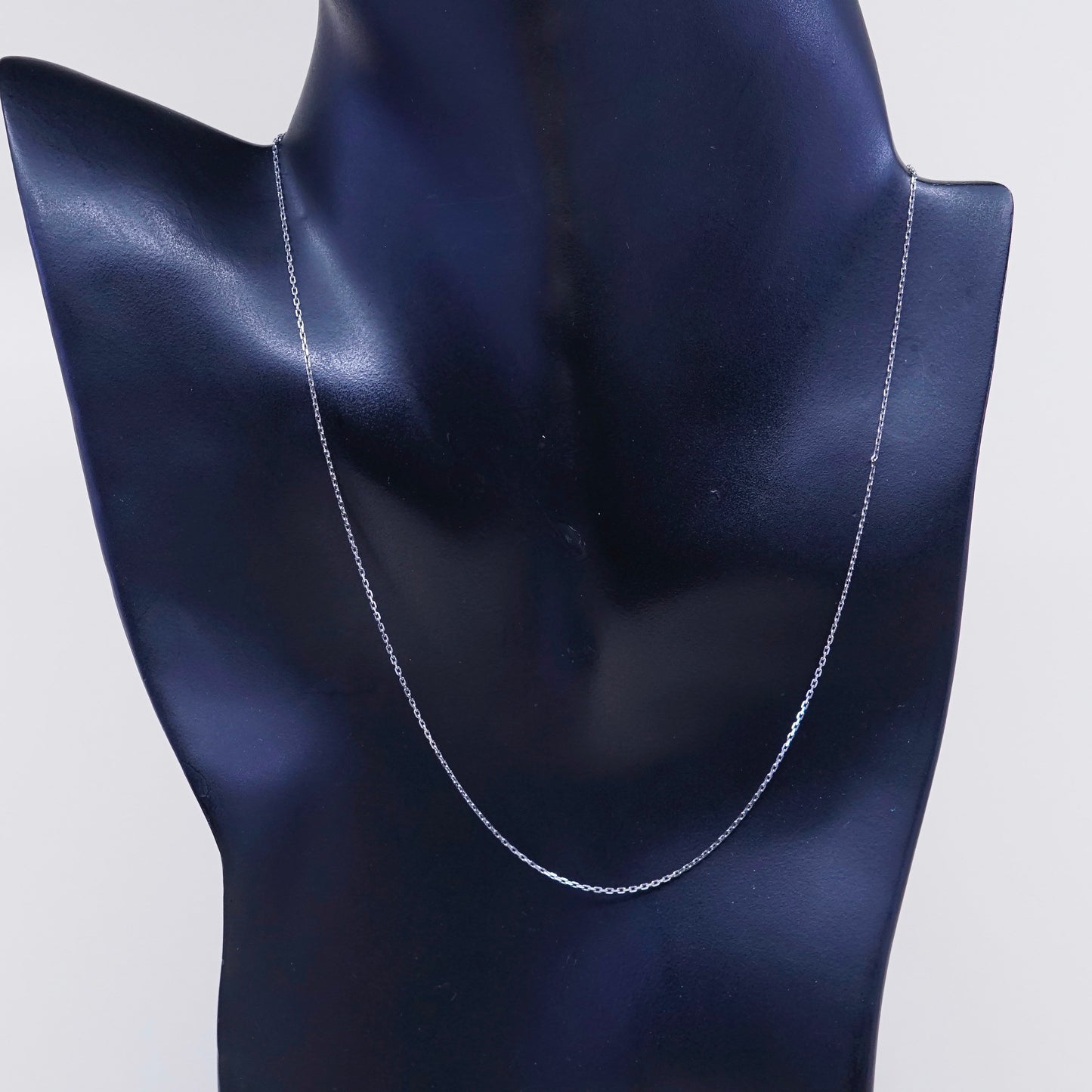 16”, 1mm, Vintage sterling silver diamond cut circle chain, Italy 925 necklace