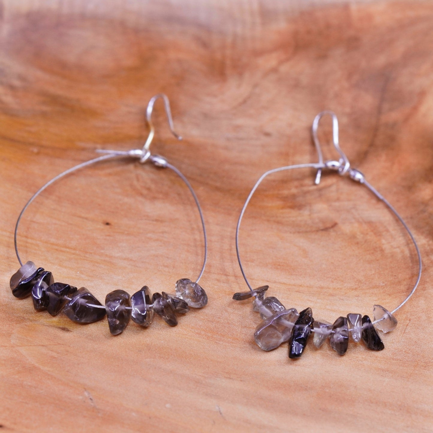 Vintage Sterling 925 silver handmade earrings with smoky topaz