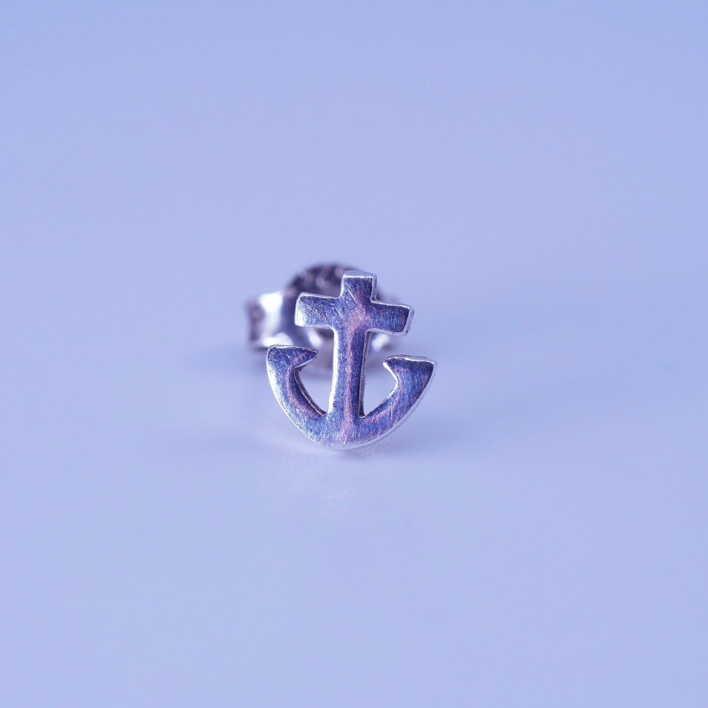 Vintage Sterling silver handmade earrings, 925 anchor studs