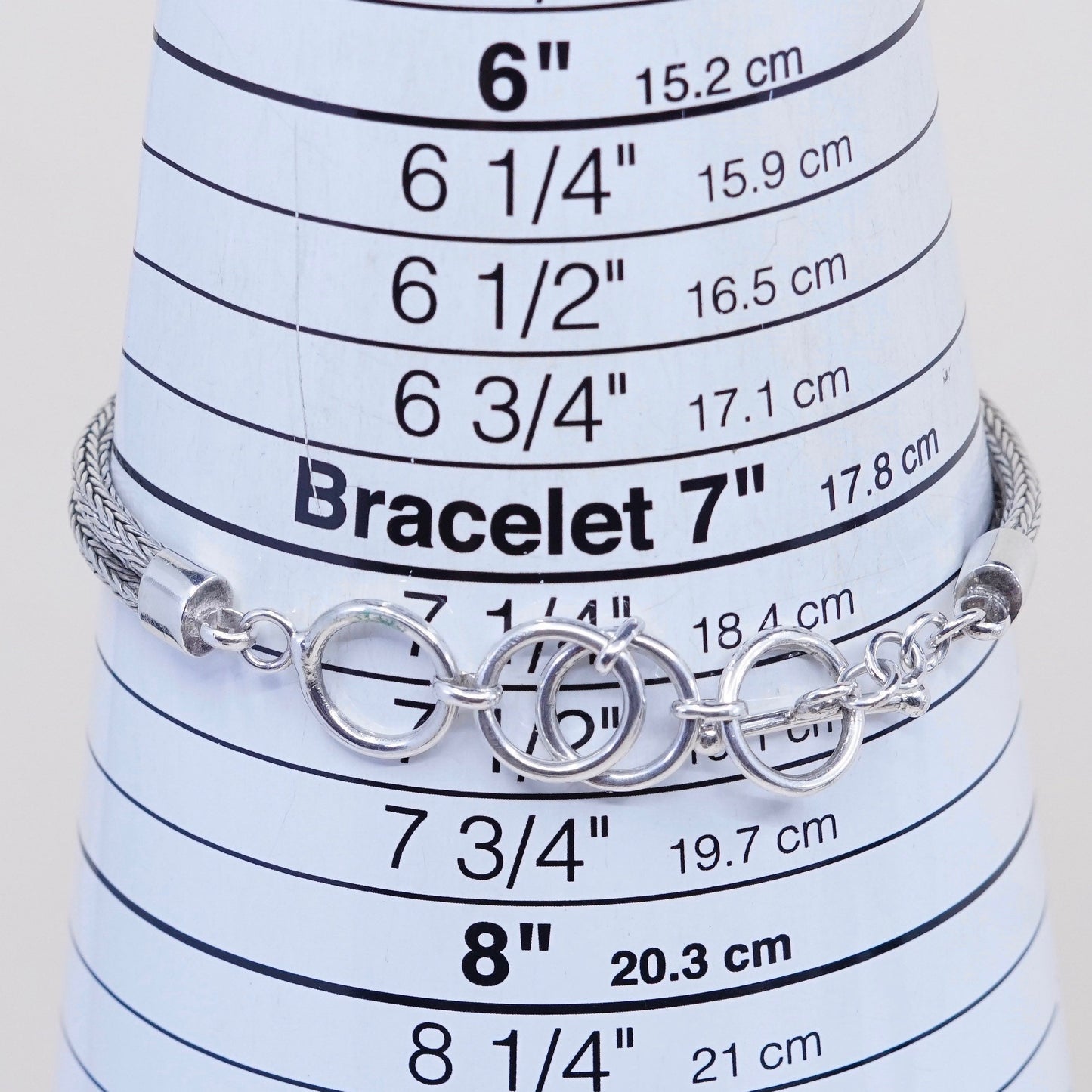6.5”+1”, 14K gold accent w/ sterling silver bracelet, double strands 925 wheat