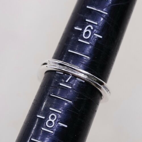 Sz 7, Vtg Modern Sterling 925 Silver Ring W/ Oval ruby, stamped 925