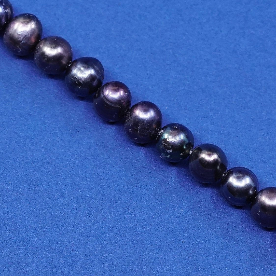 7", Sterling silver handmade bracelet, 925 clasp w/ black pearl beads