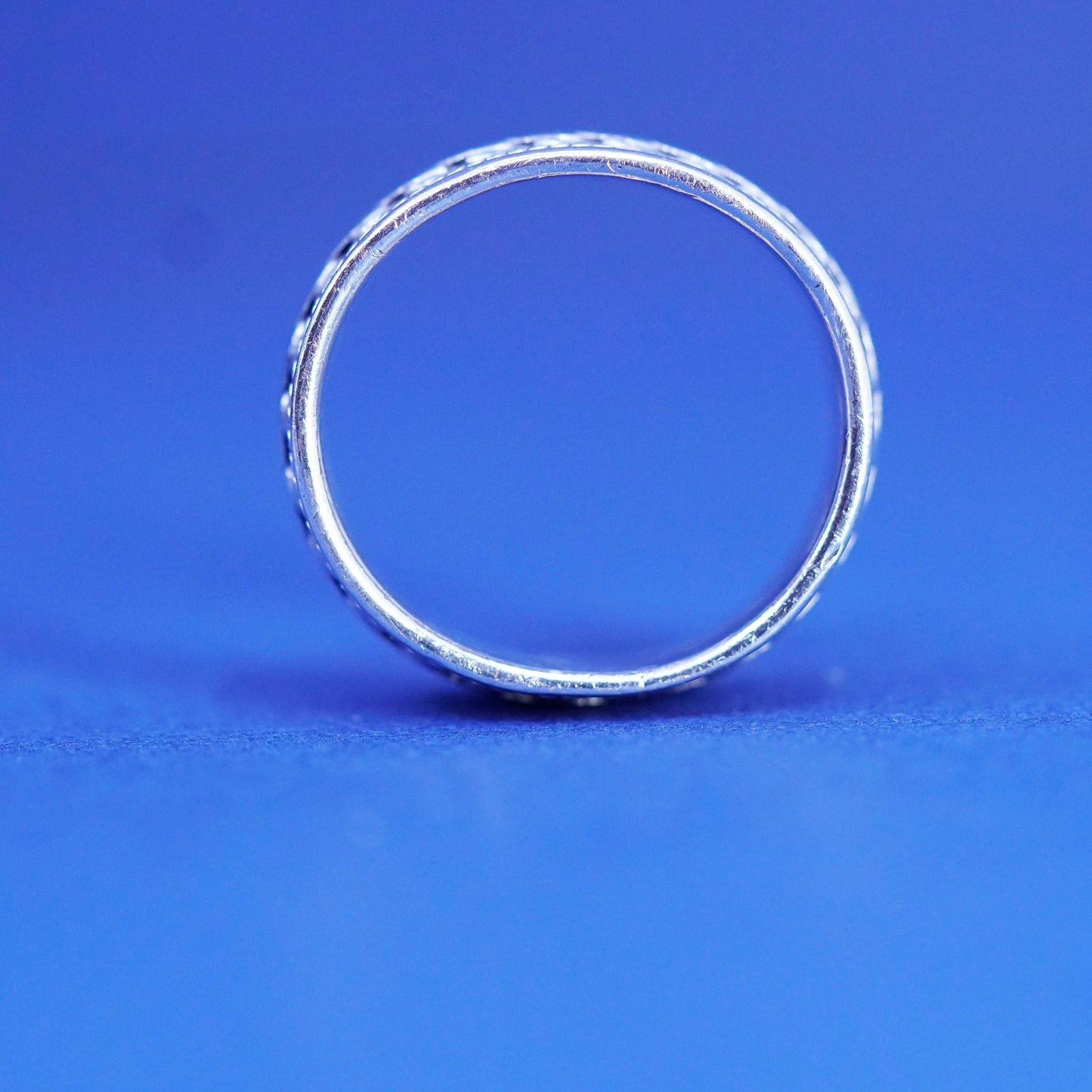 Size 8, vintage Sterling silver handmade band, 925 ribbed cable band