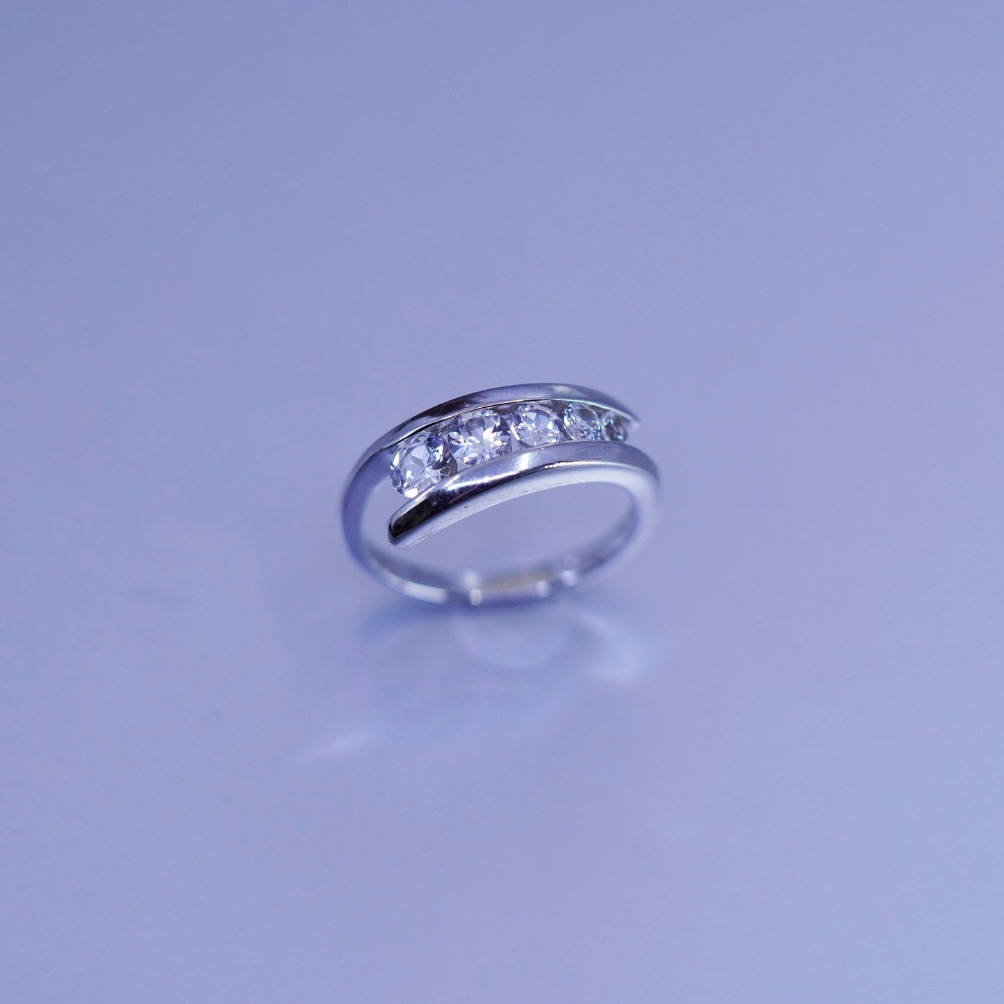 Size 8.25, vintage Sterling 925 silver handmade engagement ring with Cz
