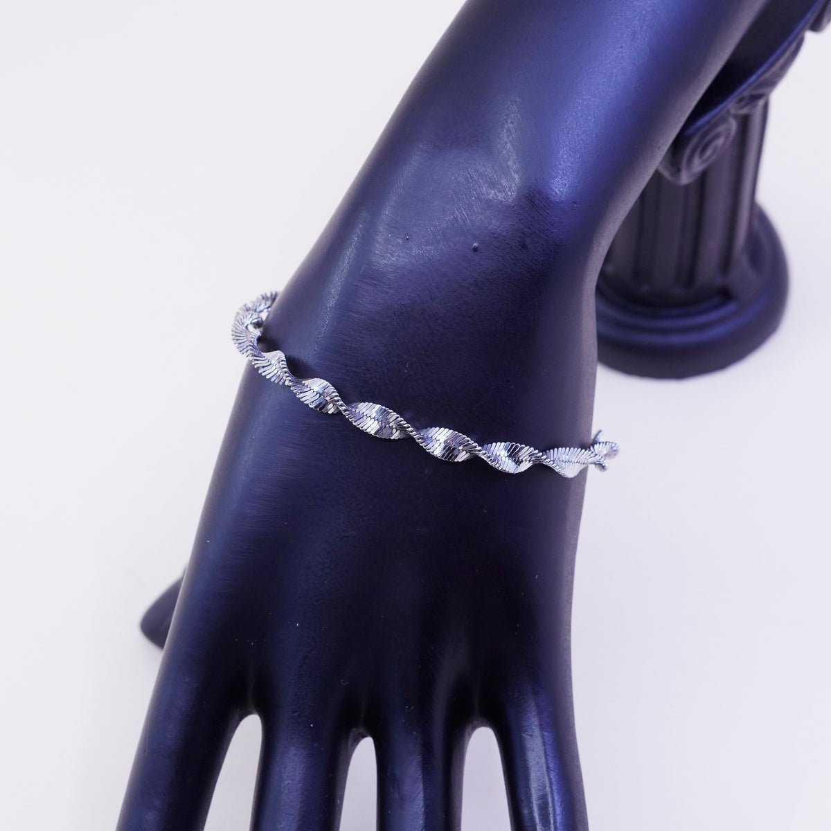 6.75”, 5mm, Vintage sterling silver bracelet, twisted curb link bracelet