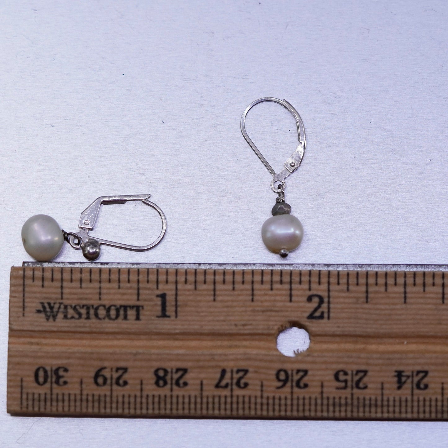 Vintage Sterling 925 silver handmade earrings with freshwater pearl