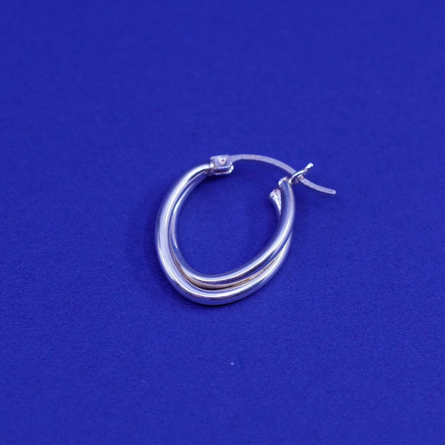 1”, vintage Sterling silver handmade earrings, 925 entwined hoops, huggie