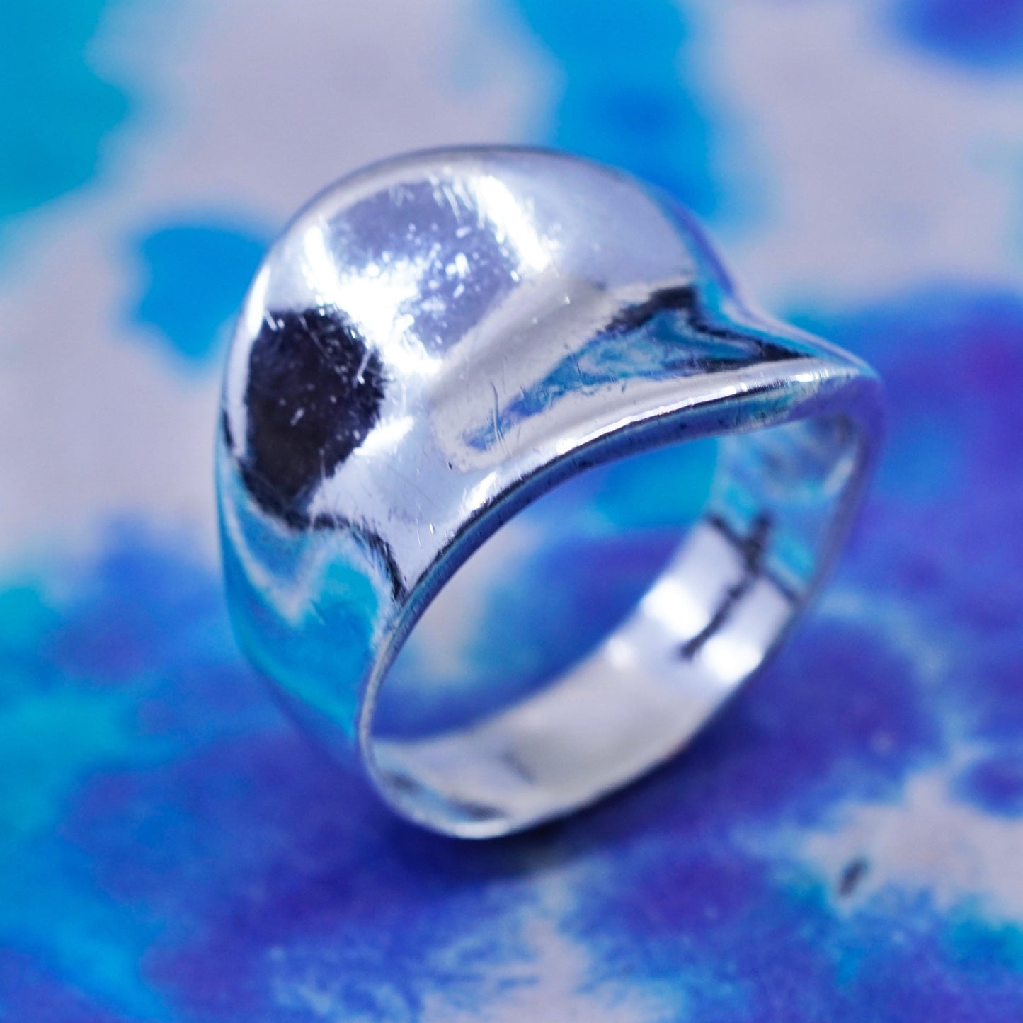 Size 8.25, minimalist, simple Sterling 925 silver handmade wavy ring band