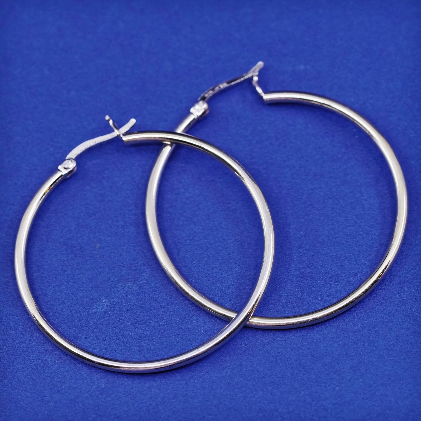 1.5”, vintage vermeil gold over Sterling silver handmade earrings, 925 hoops