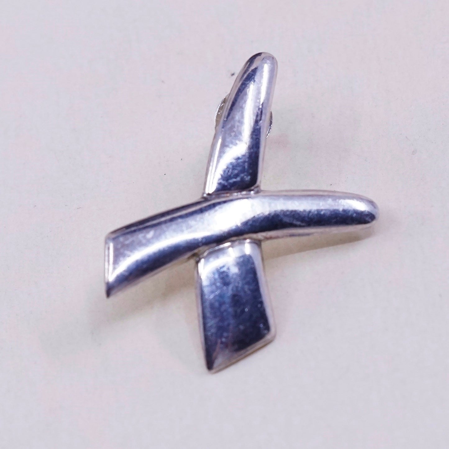 Vintage Sterling silver handmade earrings, 925 cross studs