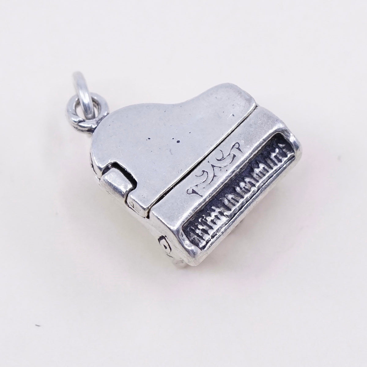 Vintage Sterling silver handmade pendant, 925 silver piano charm