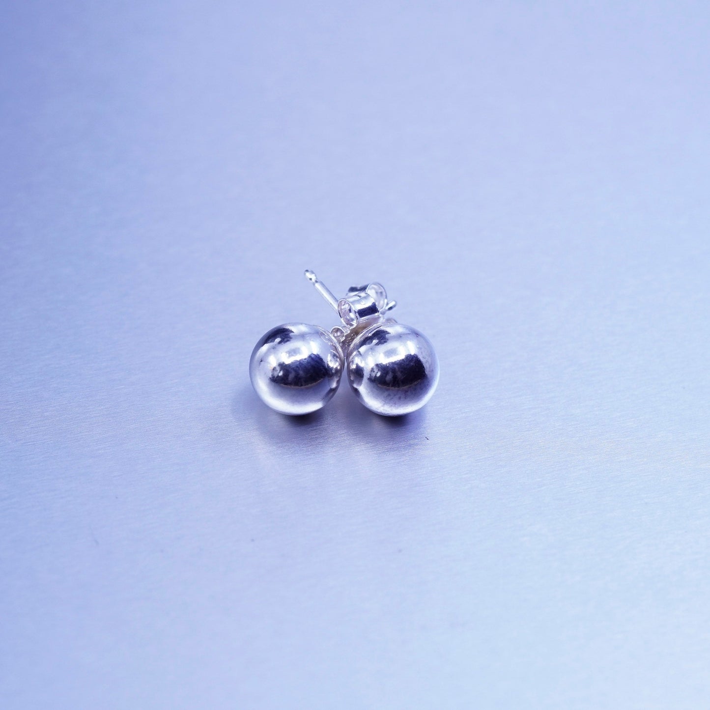 7mm, Vintage Sterling 925 silver handmade earrings, round bead sphere studs