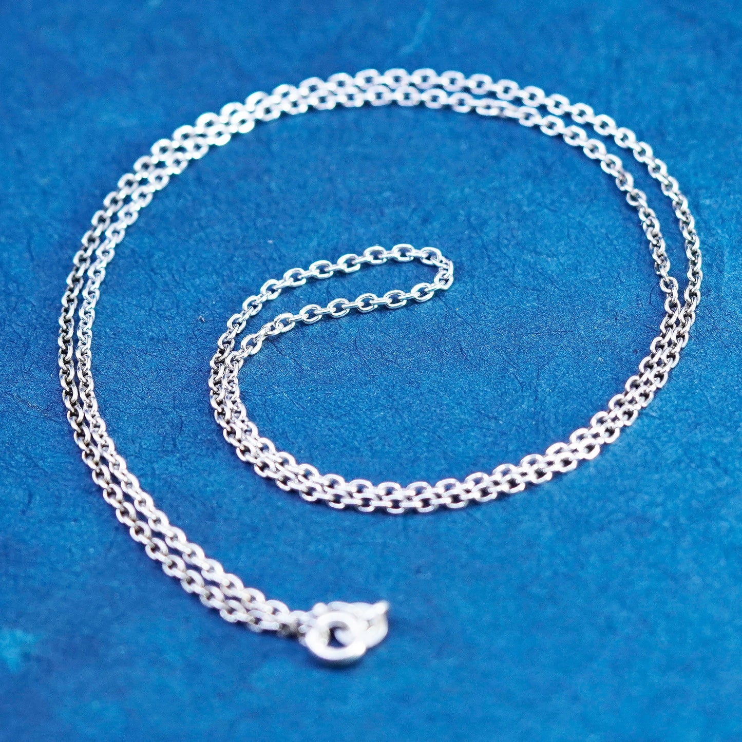 19”, 1mm, vintage Italian Sterling silver handmade necklace, 925 circle chain
