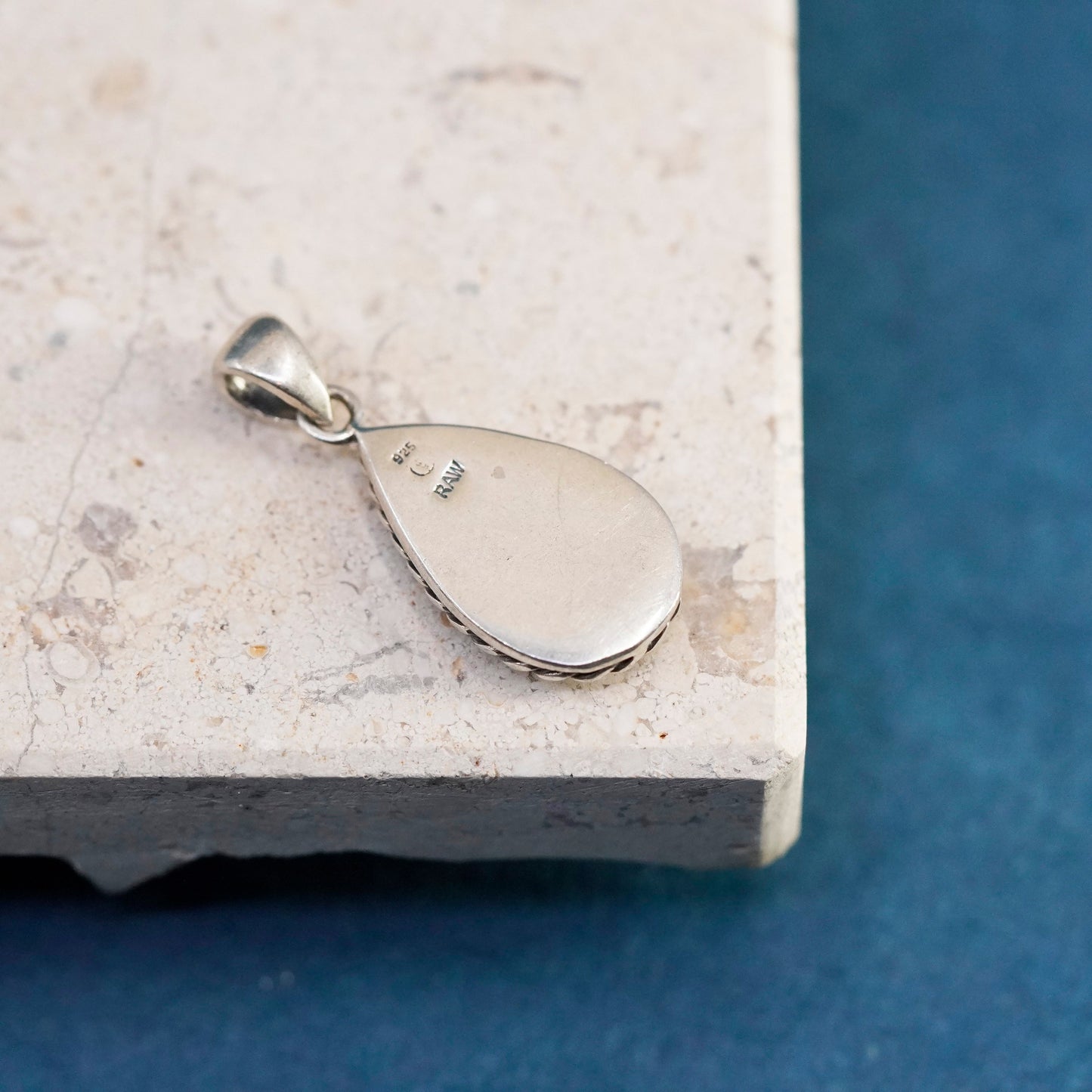 vtg Native American navajo RAW Sterling 925 silver handmade pendant turquoise