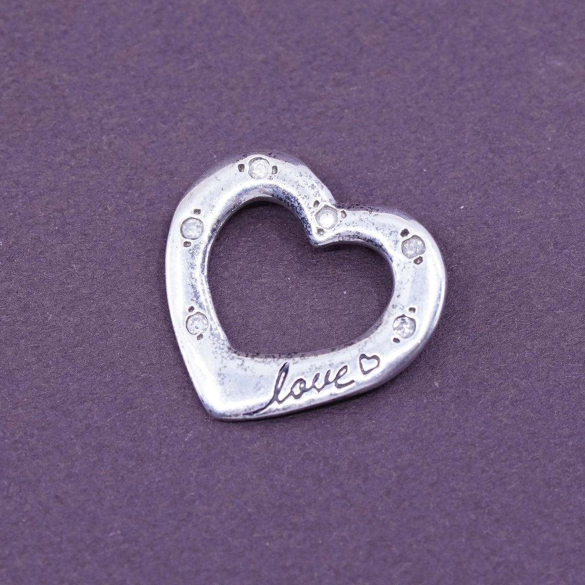 vtg love earth adina Sterling silver handmade pendant, 925 heart embossed love