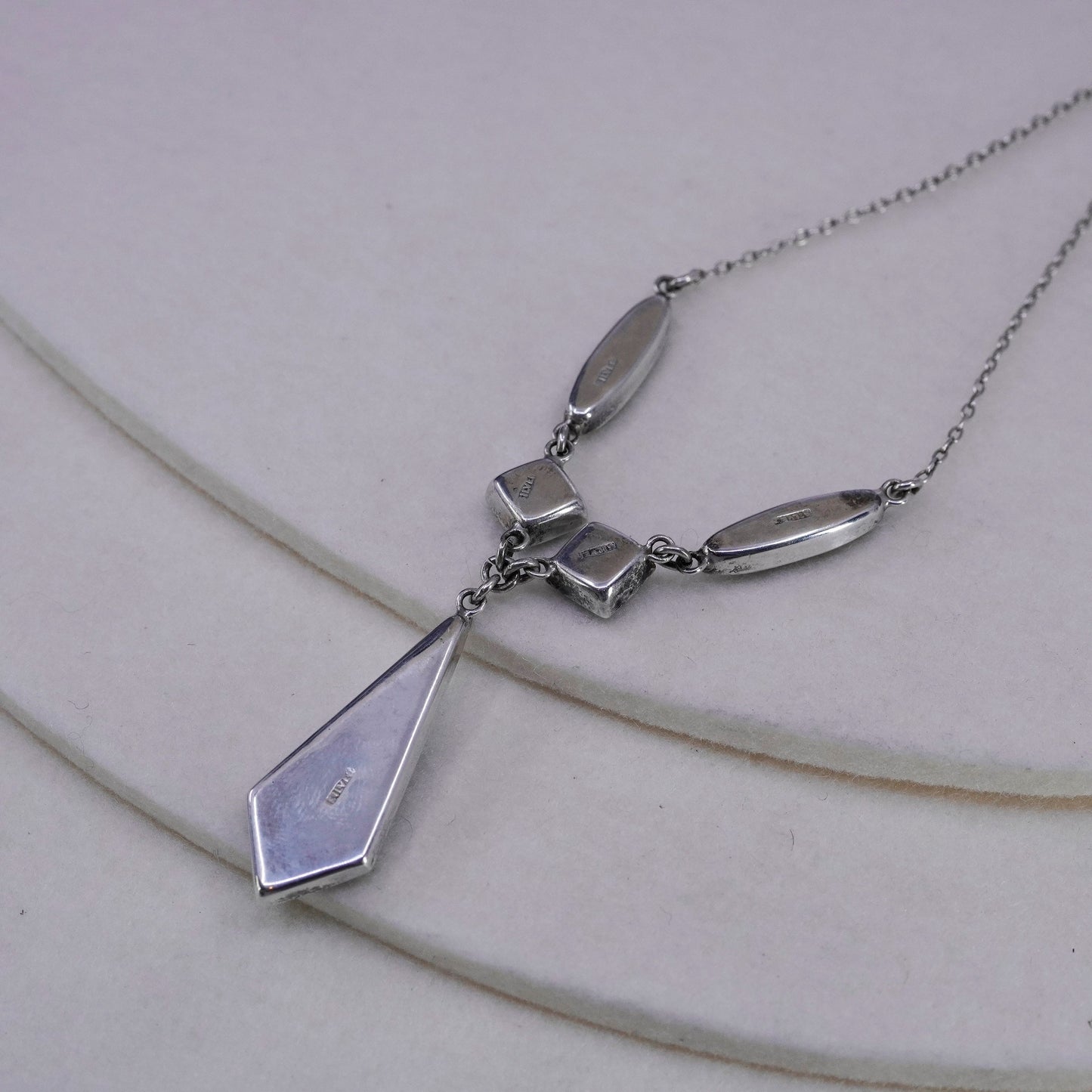 16”, England Sterling 925 silver handmade necklace w/ teardrop abalone pendant