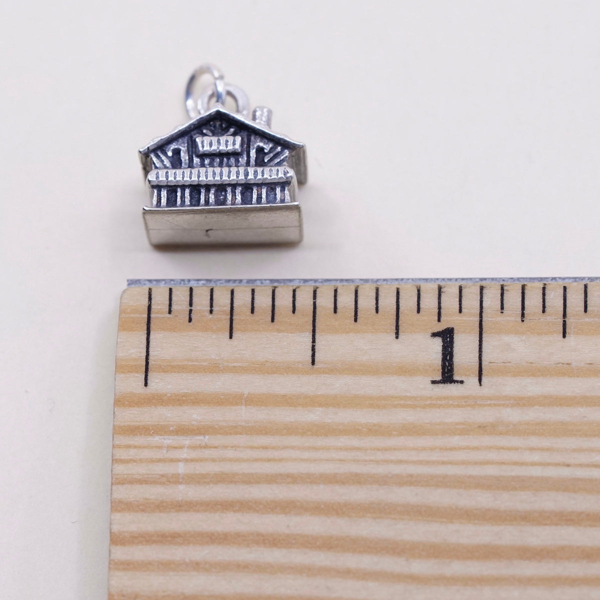 Vintage sterling silver handmade pendant, 925 house charm, stamped 925