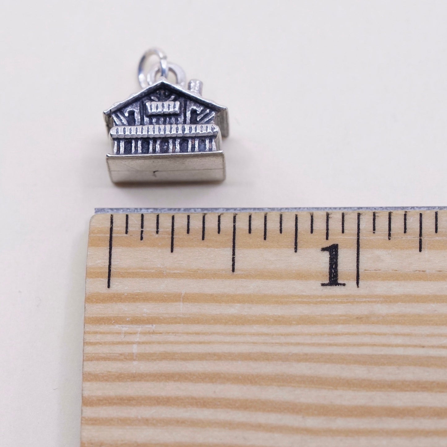 Vintage sterling silver handmade pendant, 925 house charm, stamped 925