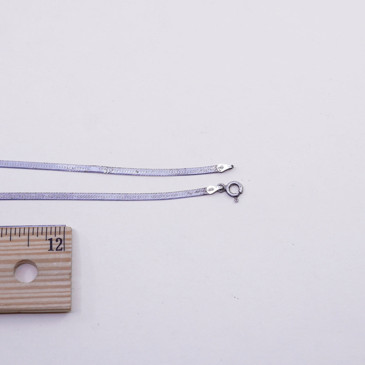 29”, 3mm, Vintage sterling silver necklace, Italy 925 herringbone chain