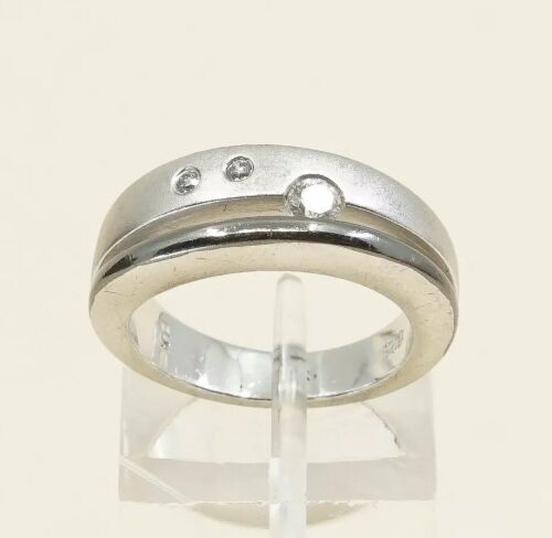 Sz 5, Vtg Sterling Ring, 925 Silver Handmade Ring W/ CZ, Modernist, Simple