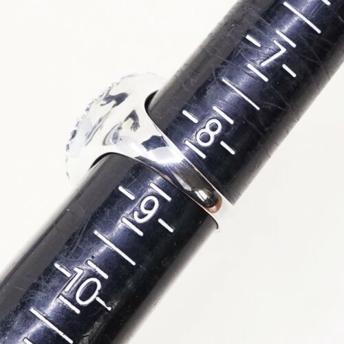 Sz 8.5, Vtg Sterling silver Engagement ring, 925 silver band W/ Cluster Cz