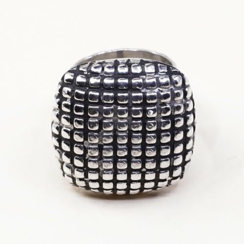 Size 7, Vtg Sterling Silver Handmade Cocktail Ring 925 Silver Statement w/ beads