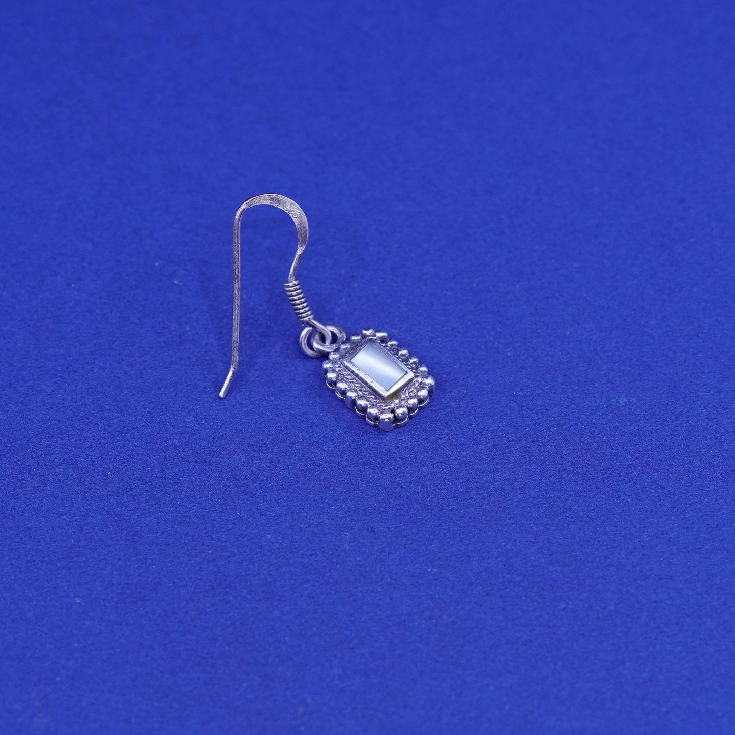 Vintage sterling 925 silver handmade earrings with mother of pearl and beads