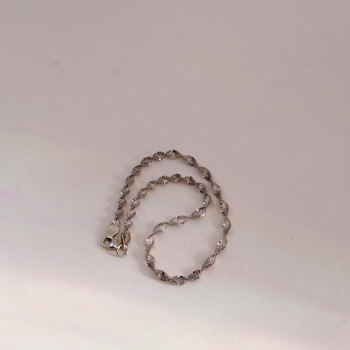 8.5”, vermeil gold over sterling silver bracelet, 925 twisted herringbone chain