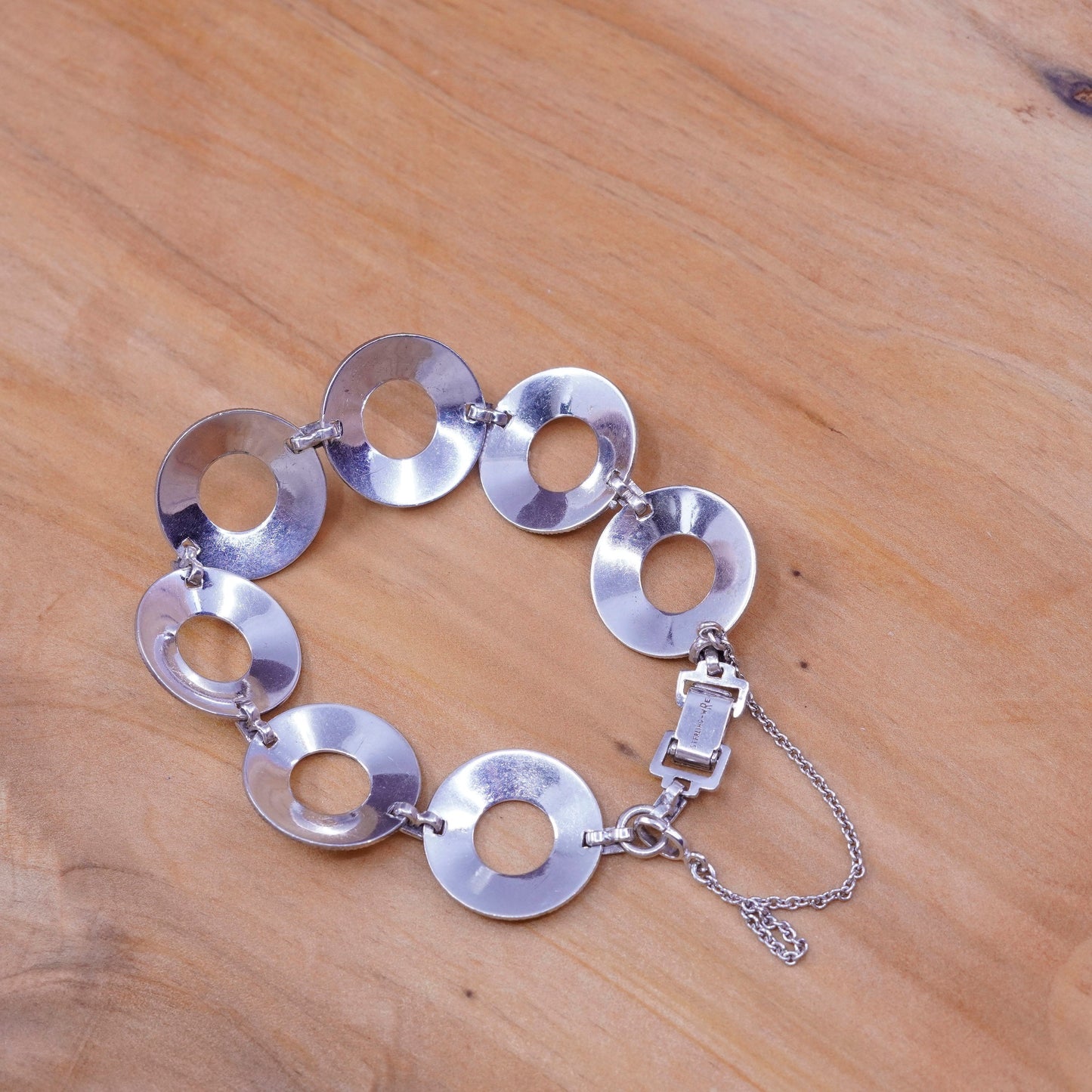 6.5”, WE Richards WRE Sterling silver handmade bracelet, 925 circle bracelet