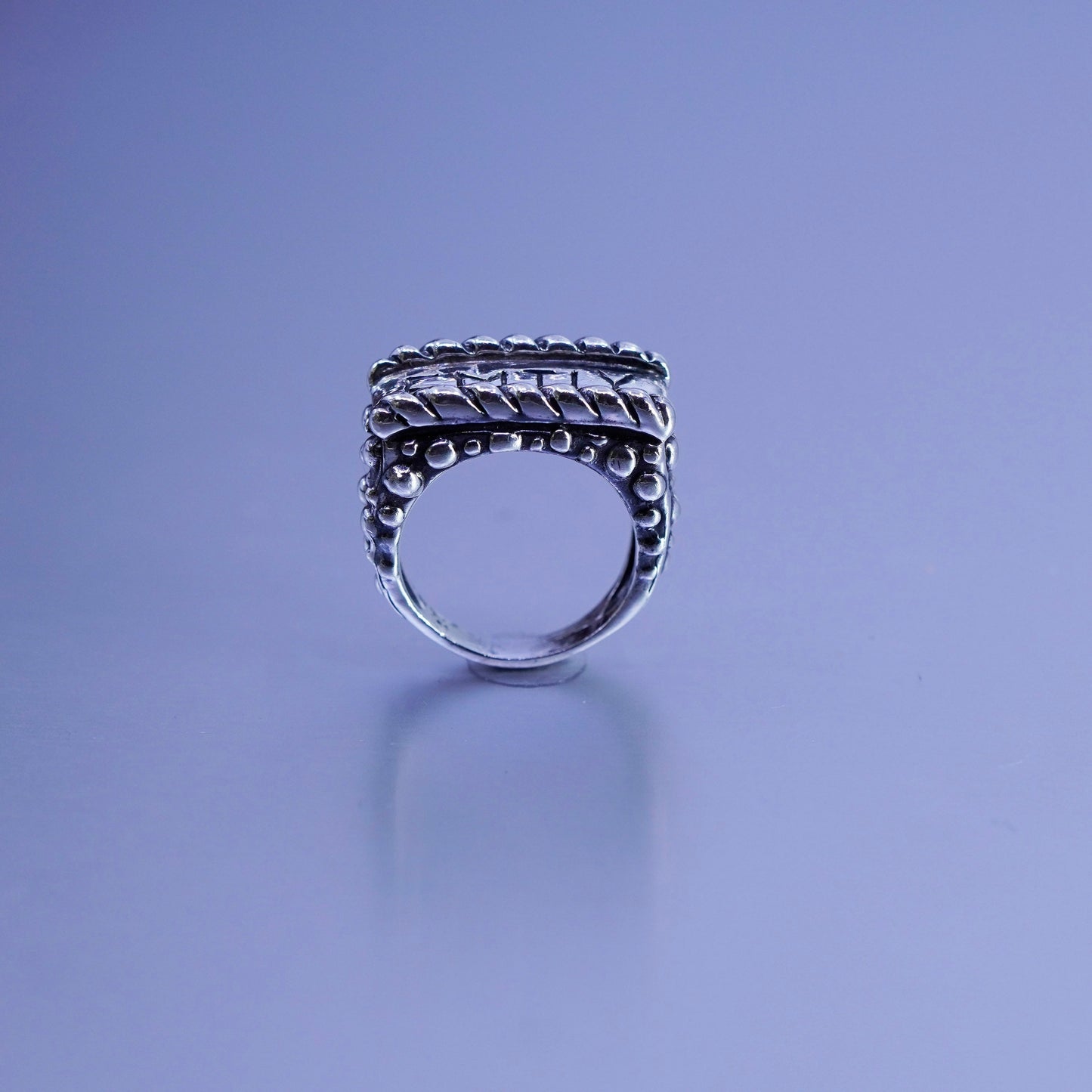 Size 5.5, vintage Sterling 925 silver handmade ring, band name Emily cable
