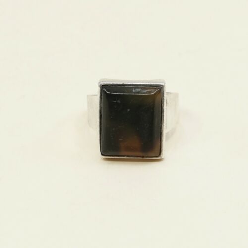 Size 8, Vintage sterling silver handmade ring, 925 silver With Regtangular agate