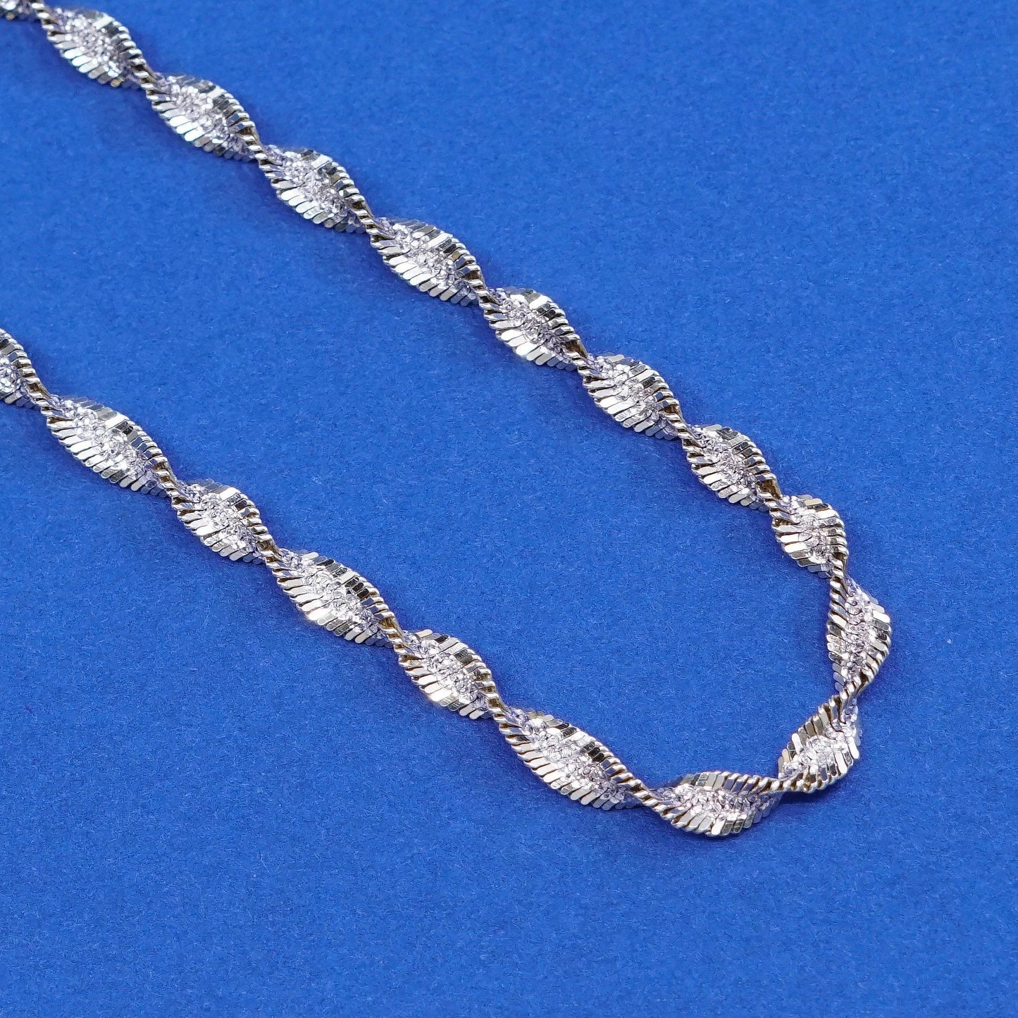24”, vermeil gold over Sterling silver chain, 925 twisted herringbone necklace