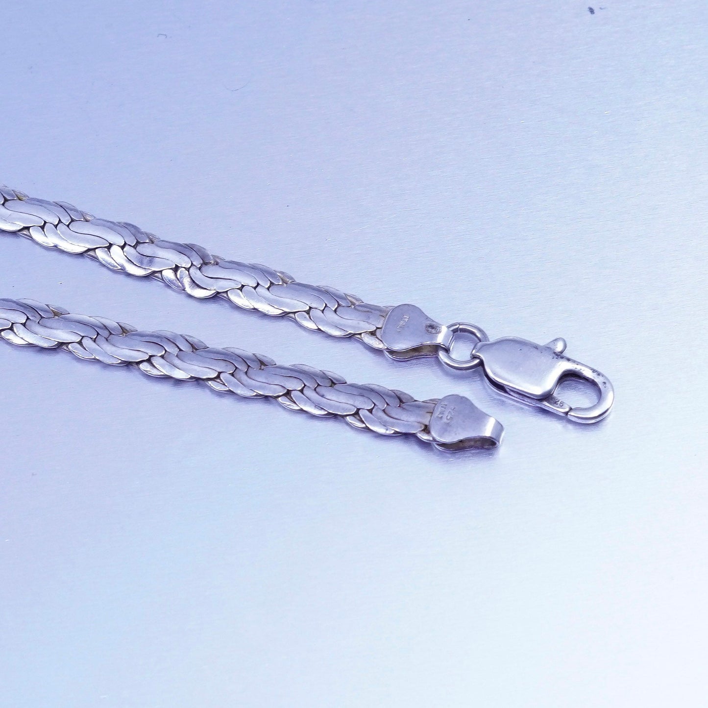24” 5mm, vintage Sterling 925 silver flatten nugget chain necklace