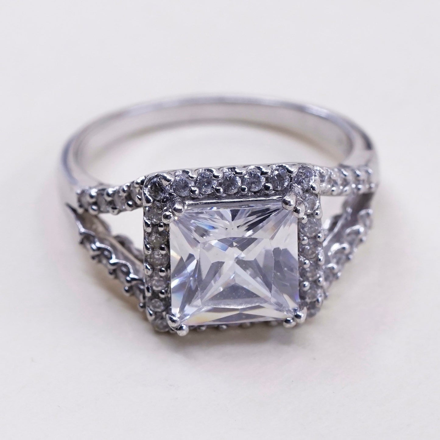 Size 7, vintage PGDA Sterling 925 silver with cz engagement ring