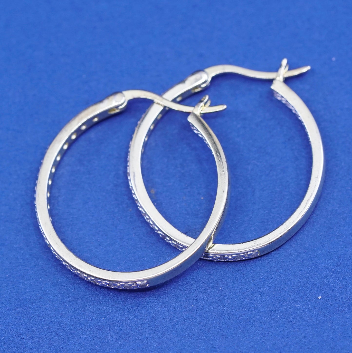 1”, DBJ Vermeil gold over Sterling 925 silver earrings, hoops, huggie diamond
