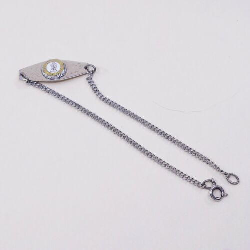 7.5”, Vintage Sterling 925 Silver Handmade Curb Bracelet w/ Saint Teresa Tag