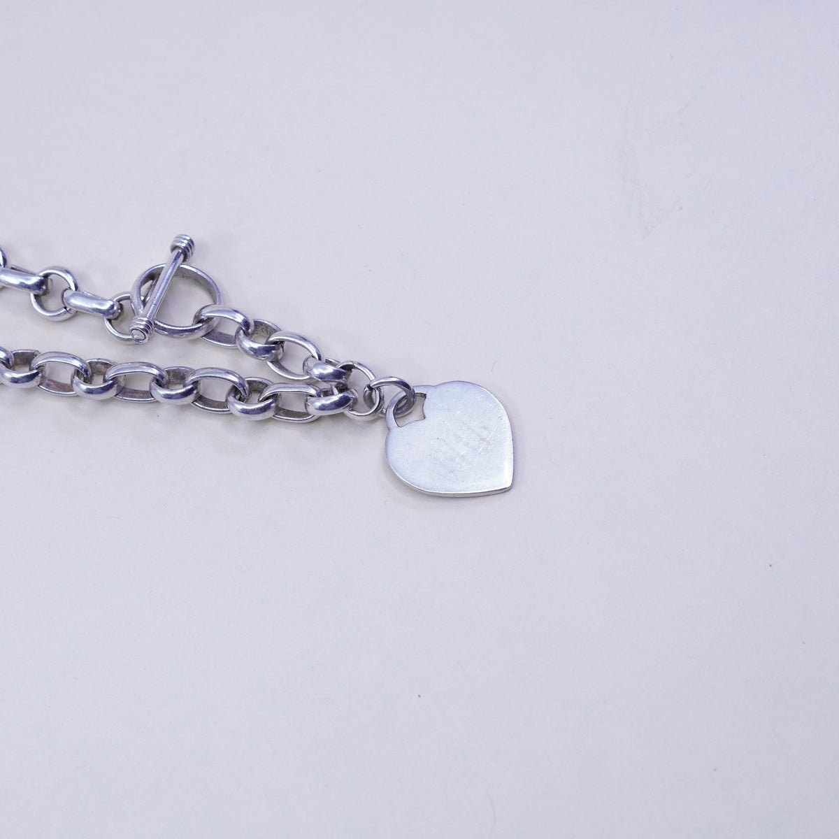 6.5”, sterling silver circle chain, 925 bracelet monogram initial “LVL” charm