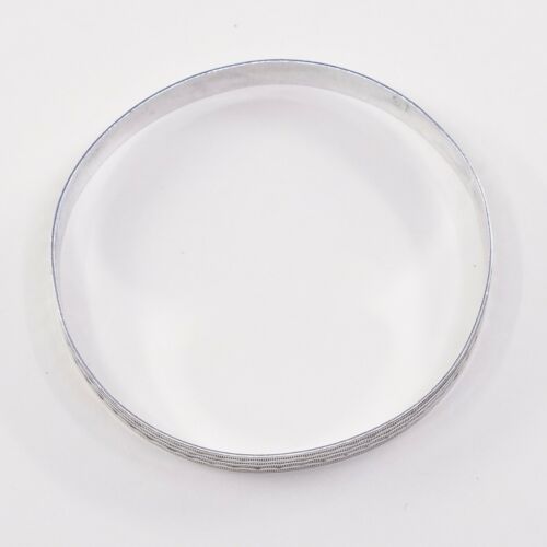 7.75”, Vtg Mexico Sterling Silver Handmade Bangle, 925 Bracelet W/ Wavy Texture