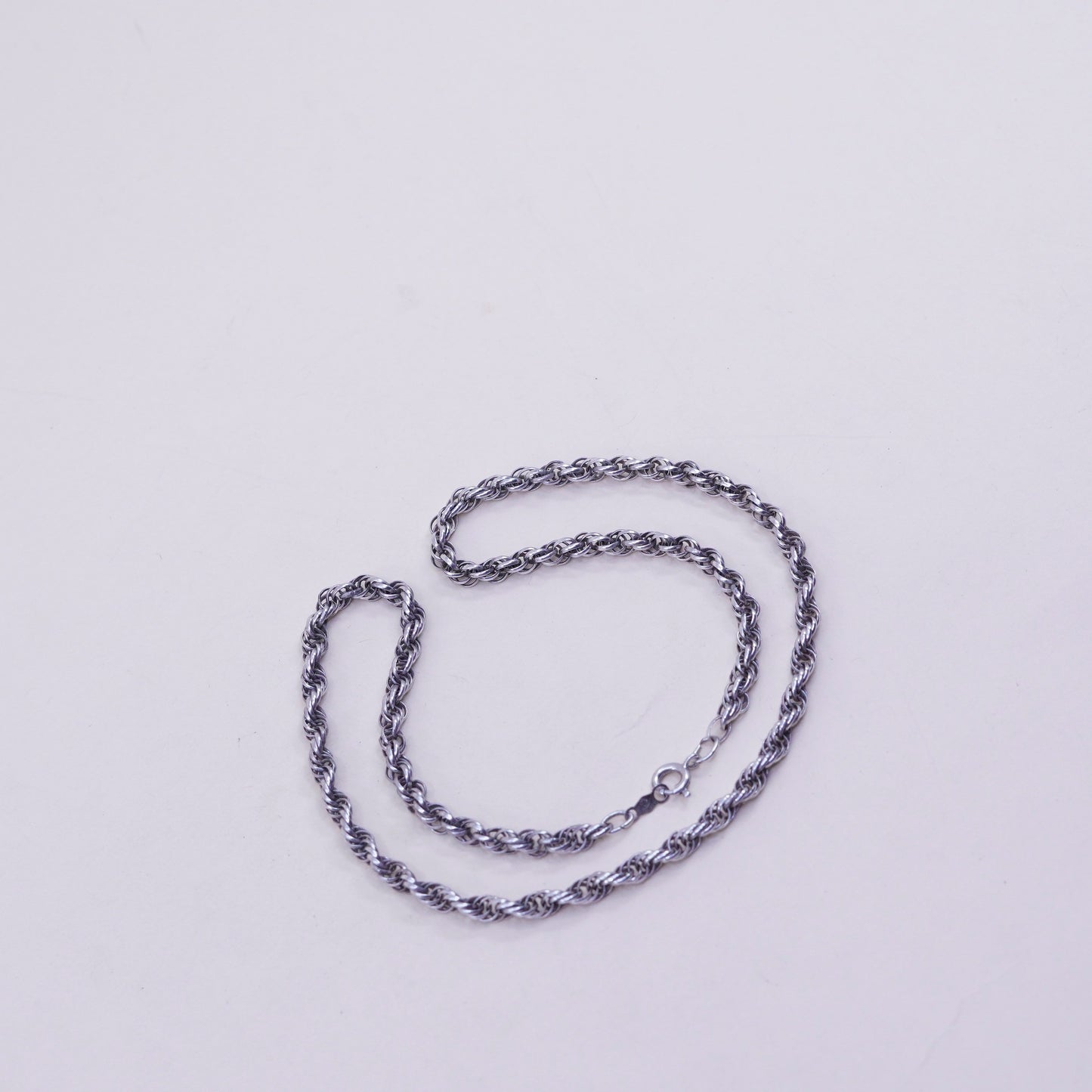 15” 4mm, vintage sterling silver necklace, 925 rope chain