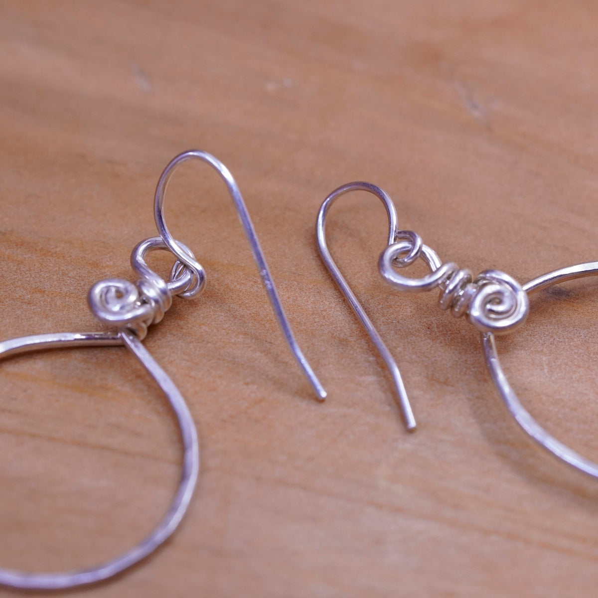 Vintage Sterling silver handmade earrings, 925 teardrop drops
