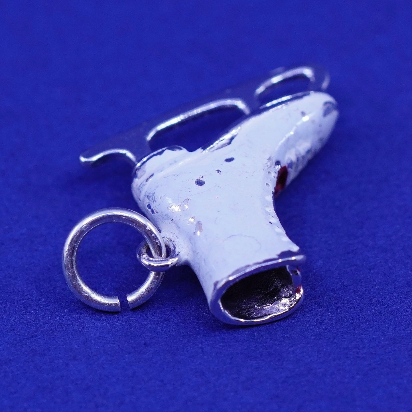 Vintage Sterling silver handmade pendant. Enamel 925 skating shoe charm