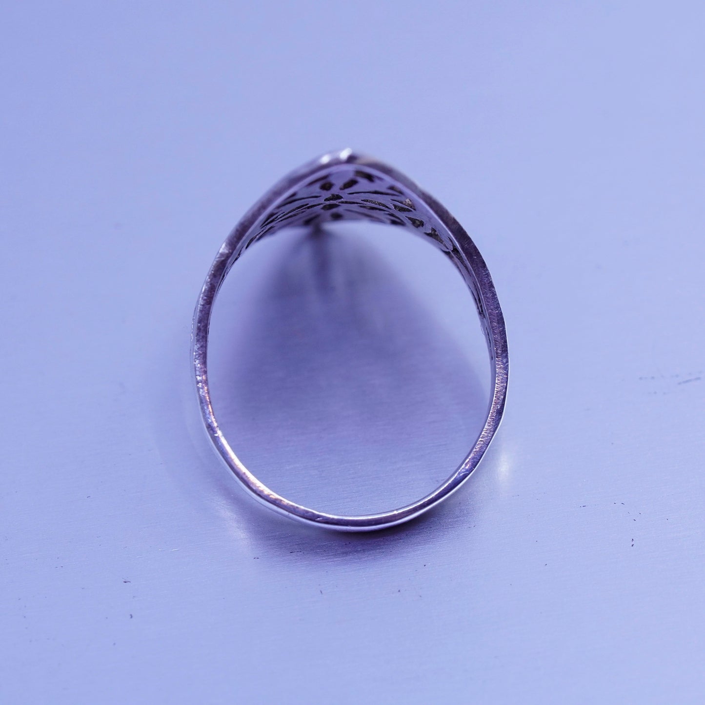 Size 7, vintage Sterling 925 silver handmade ring, filigree band