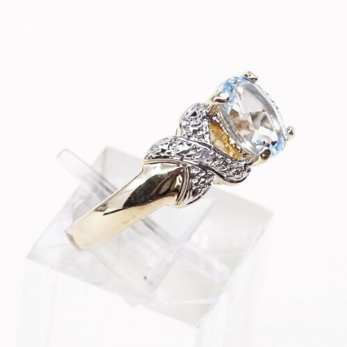 Sz 7.25, vermeil, gold over Sterling 925 Silver Ring W/ Topaz, stamped 925
