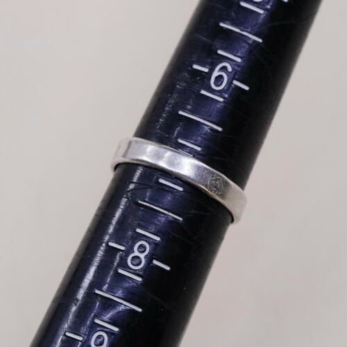 Sz 7, Vtg Sterling Silver Handmade Ring, 925 Silver Band W/ Enamel inlay