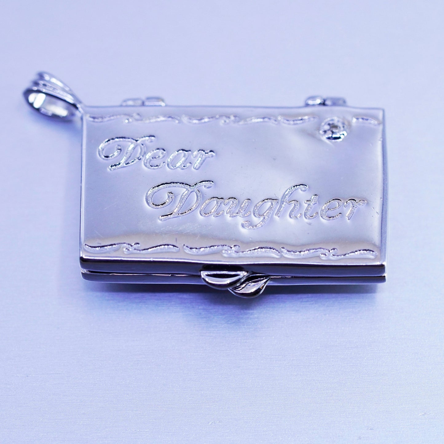 two tone sterling 925 silver letter pendant with diamond “ never so blessed